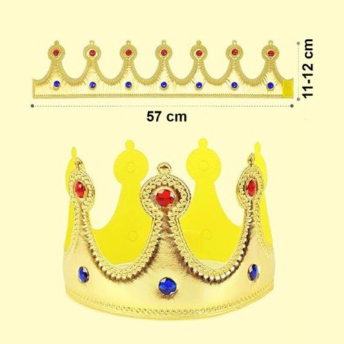 562741435722 3 500x500 1 Altın Renk Eva Malzemeden İmal Çocuk Kral Tacı 57 cm najmaddin.com Yumuşak ve esnek eva kumaş malzemeden üretilmiş olan bu kral tacı