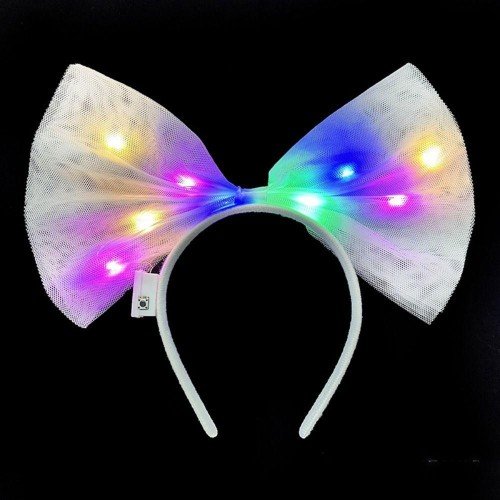 562741435752 4 500x500 1 Rengarenk Led Işıklı Fiyonk Şekilli Tül Parti Tacı Beyaz Renk 25x25 cm najmaddin.com yılbaşı
