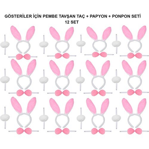 Pembe Tavşan Kostüm Seti – Taç