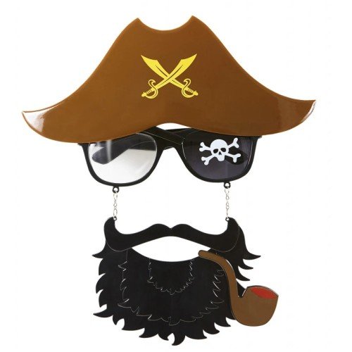 562741435883 2 500x500 1 Kahve Renk Şapkalı Siyah Sakallı Pipolu Jack Sparrow Denizci Korsan Gözlüğü 24x25 cm najmaddin.com sakal ve pipo) tek bir pratik aksesuarda birleştiriyor. Kostüm hazırlığıyla saatlerce uğraşmak yerine