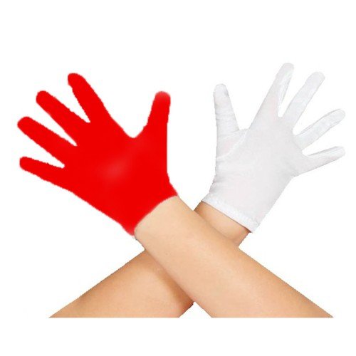562741436301 2 500x500 1 Gösteriler İçin 1 Çift Kırmızı Beyaz Pandomim Eldiveni Çocuk Boy najmaddin.com esnek yapısı sayesinde çocuk ellerine rahatlıkla uyum sağlar. Yumuşak ve kaliteli kumaştan üretilmiş olması