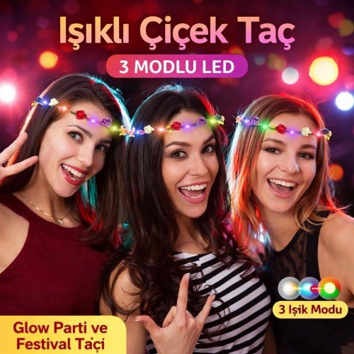 562741436547 2 500x500 1 Renkli LED Çiçek Taç – 3 Işık Modlu Glow Parti Tacı najmaddin.com ortama ve parti temposuna göre farklı görsel efektler sunar. Işık modları kolayca değiştirilebilir ve her kullanımda farklı bir atmosfer yaratmanıza olanak tanır. Hafif ve konforlu yapısı