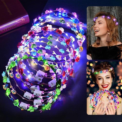 562741436547 3 500x500 1 Renkli LED Çiçek Taç – 3 Işık Modlu Glow Parti Tacı najmaddin.com karanlık ortamlarda güçlü bir glow (parlayan) efekt oluşturarak sizi kalabalık içinde ön plana çıkarır.