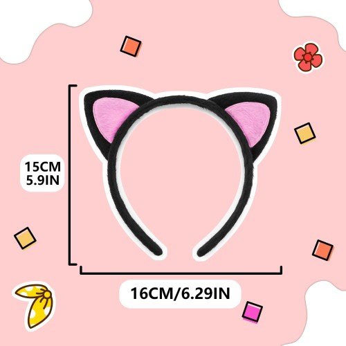 562741436754 3 500x500 1 Sevimli Kedi Kulak Pofuduk Kedi Taç Siyah İçi Pembe Renk 17x15 cm najmaddin.com Sevimli ve eğlenceli tasarımıyla öne çıkan pofuduk kedi kulak taç