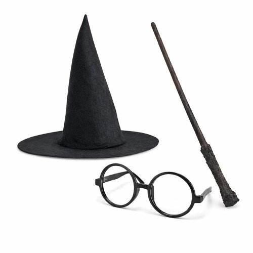 562741437190 4 500x500 1 Harry Potter Tarzı Çocuk Seti (Siyah Keçe Şapka, Asa, Gözlük) najmaddin.com Asa