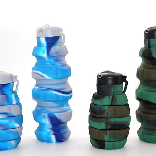 El Bombası Tasarımı Katlanabilir Portatif Silikon Su Şişesi 500 Ml