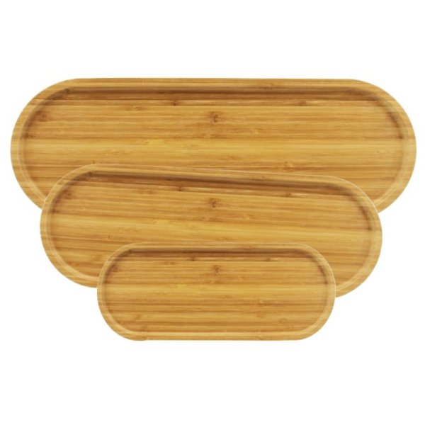 SHT83038 Mirac Bambu Uzun Oval Sunum Tabagi 3'lü Oval Sunum Tabağı Seti najmaddin.com 3'lü Oval Sunum Tabağı Seti