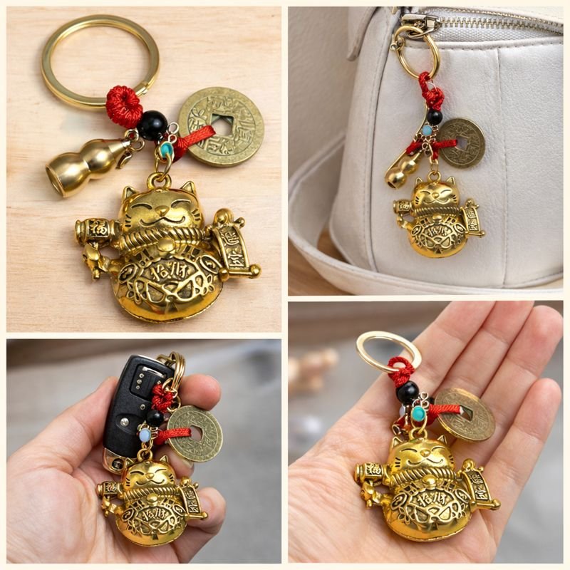SHT95227 24242452299 700x700 Metal Şans Ve Bereket Kedisi Anahtarlık Model 1 najmaddin.com sembolik anlamı ve şık tasarımıyla hem dekoratif hem de kullanışlı bir aksesuardır. 9 cm boyutunda olan bu anahtarlık