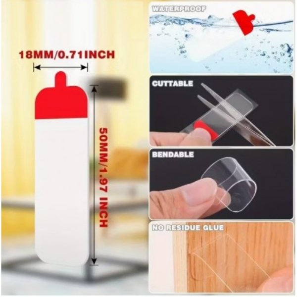 SHT95947 Guclu Bant 1 500x500 1 60 Parça Kolay Açılır Güçlü Çift Taraflı Bant 18mmx50mm najmaddin.com yüksek yapışma gücü ve şeffaf yapısıyla delme