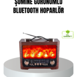 Solar Şarjlı Şömine Alev Efektli Bluetooth Hoparlör 7w Taşınabilir Ses Sistemi