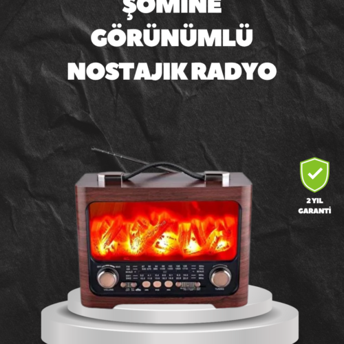 Solar Şarjlı Şömine Işıklı Bluetooth Hoparlör – Radyo