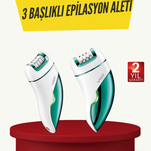 Profesyonel 3 İn 1 Epilasyon Cihazı Led Aydınlatmalı Suya Dayanıklı Şarjlı Vgr Epilatör