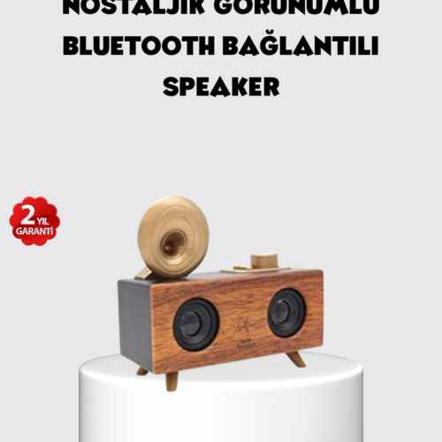 Retro Gramofon Tasarımlı Bluetooth Hoparlör – 3d Stereo Ses