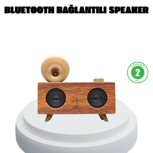 Çift Hoparlörlü Bluetooth Gramofon Speaker – Fm Radyo