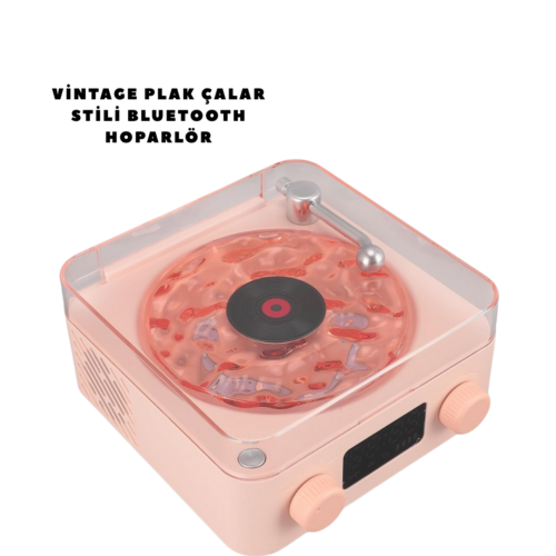 Retro Bluetooth Hoparlör Pembe
