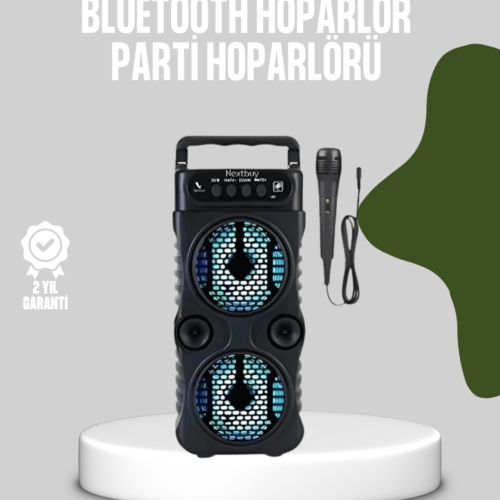 Bluetooth Bağlantılı Led Işıklı Taşınabilir Hoparlör – 1200 Mah Şarjlı