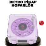 Projektör Işıklı Retro Hoparlör Bluetooth Aux Usb Hafıza Kartlı 360° Sesli Şarjlı