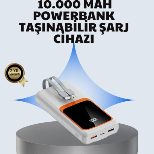 Kompakt 10000 Mah Powerbank – Dijital Göstergeli