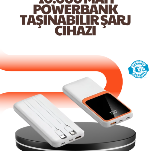 Taşınabilir 10000 Mah Powerbank – Dijital Göstergeli