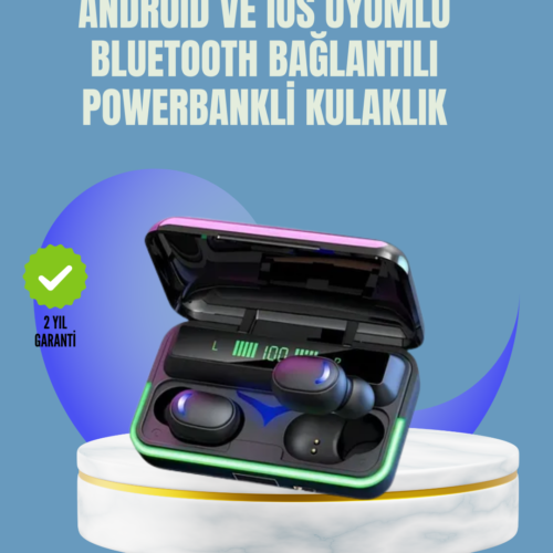 Uzun Pil Ömürlü E10 Powerbank Bluetooth Kulaklık Led Gösterge