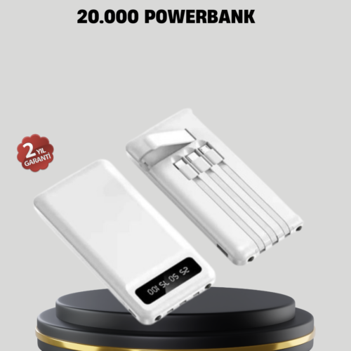 20.000 Mah 4 Çıkışlı Led Göstergeli Hızlı Şarj Powerbank