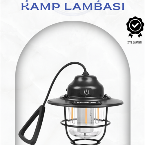 Geometrik Tasarımlı Vintage Kamp Lambası – Type-c Şarj