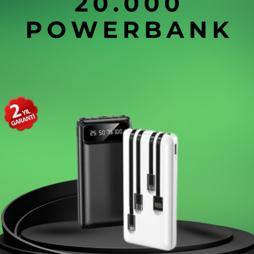 Kamp Ve Seyahat İçin 20.000mah Led Işıklı Hızlı Şarj Powerbank