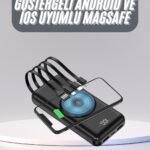 Kablosuz Çoklu Şarj Girişli 10.000 Mah Kablolu Powerbank Taşınabilir