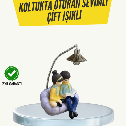 Okuyan Çift Figürlü Dekoratif Gece Lambası Hediye Seçeneği