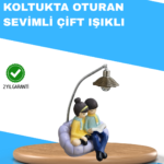 Romantik Çift Temalı Dekoratif Masa Lambası Yumuşak Led Işık