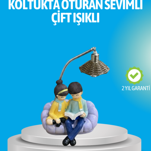 Romantik Çift Figürlü Okuyan Çift Masa Lambası Dekoratif Led Aydınlatma