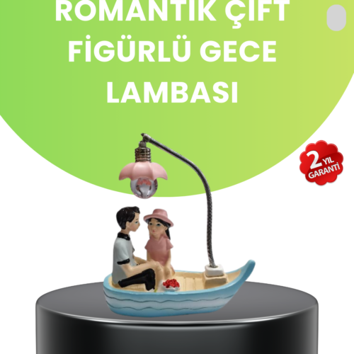Oturan Çift Figürlü Led Masa Lambası Romantik Hediye