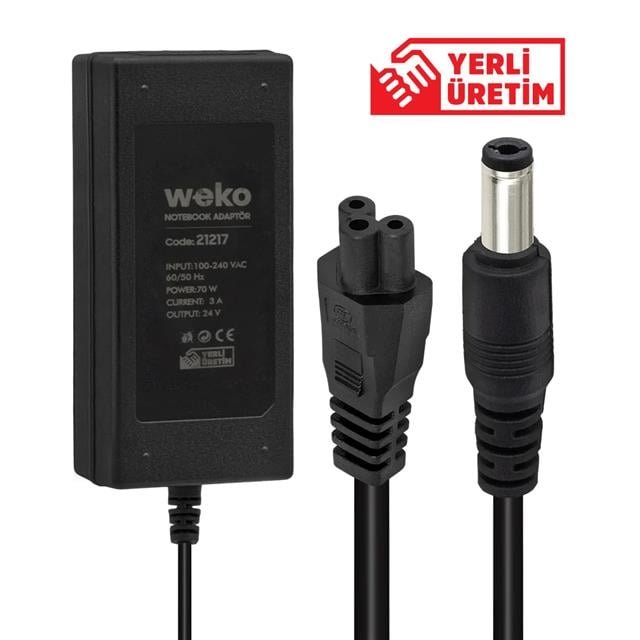 ZX167050 WEKO 24 VOLT 3 AMPER 70 WATT 5.52.5 1623 Weko 24 Volt 3 Amper 70 Watt Notebook Yerli Üretim Adaptör (5.5*2.5 Uçlu) najmaddin.com Weko 24 Volt 3 Amper 70 Watt Notebook Yerli Üretim Adaptör (5.5*2.5 Uçlu)