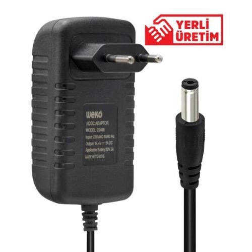 Weko 14.4 Volt - 2 Amper 5.5*2.5 Uçlu Kırmızı Yeşil Ledli Yerli Üretim Akü Şarj Cihazı