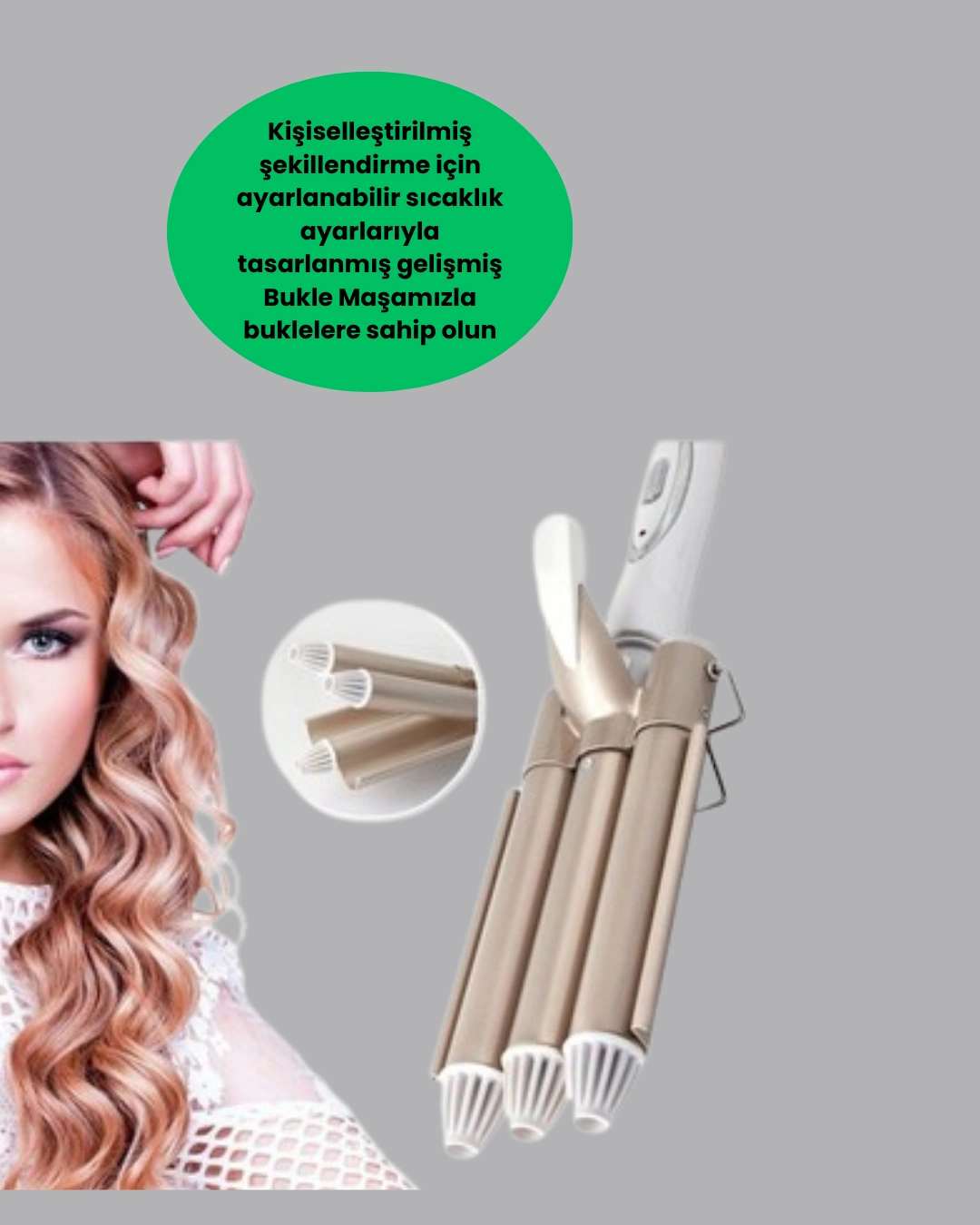 dalgalı veya kıvırcık saçlarda eşit derecede etkili sonuçlar sunar.Yüksek kaliteli metal ve plastik malzemeden üretilen cihaz