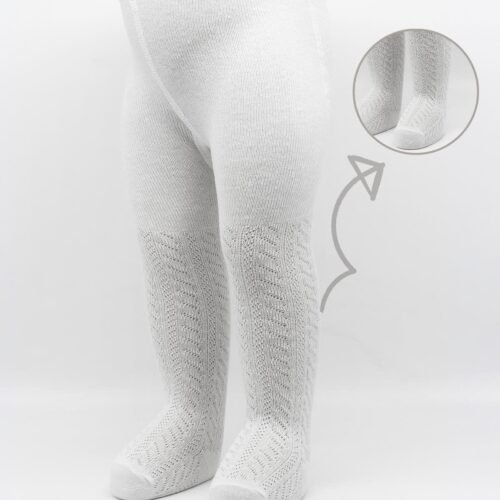 Bistyle Tekli Zikzak Kabartma Penye Külotlu Çorap BS50108 Beyaz