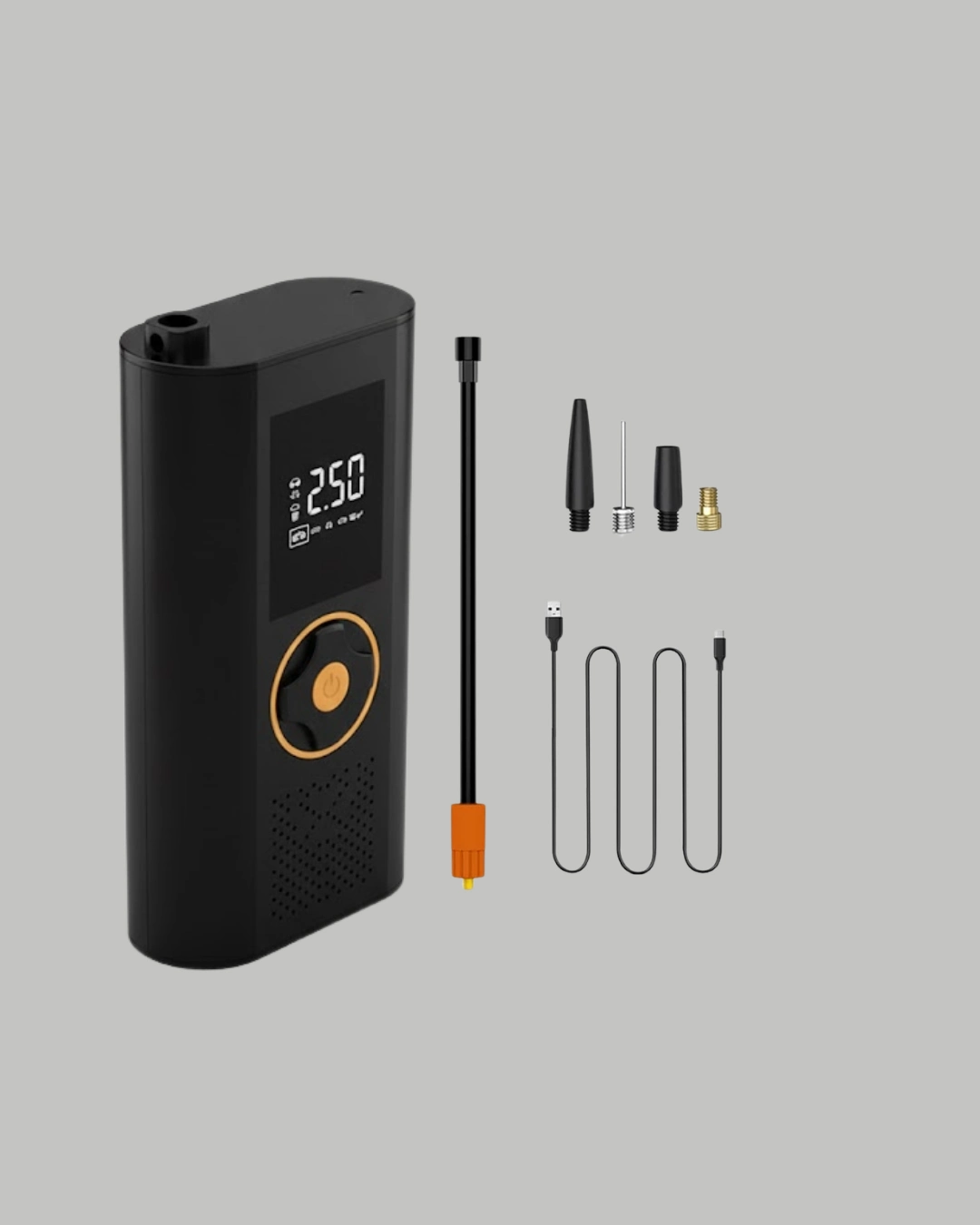 hassas basınç kontrolü ve otomatik durma özelliği ile pratik bir kullanım sunar. Dijital ekran üzerinden basınç değerleri net şekilde takip edilir ve belirlenen seviyeye ulaşıldığında cihaz kendiliğinden kapanır. Bu sayede aşırı şişirme riski ortadan kalkar.Araç lastikleri başta olmak üzere bisiklet