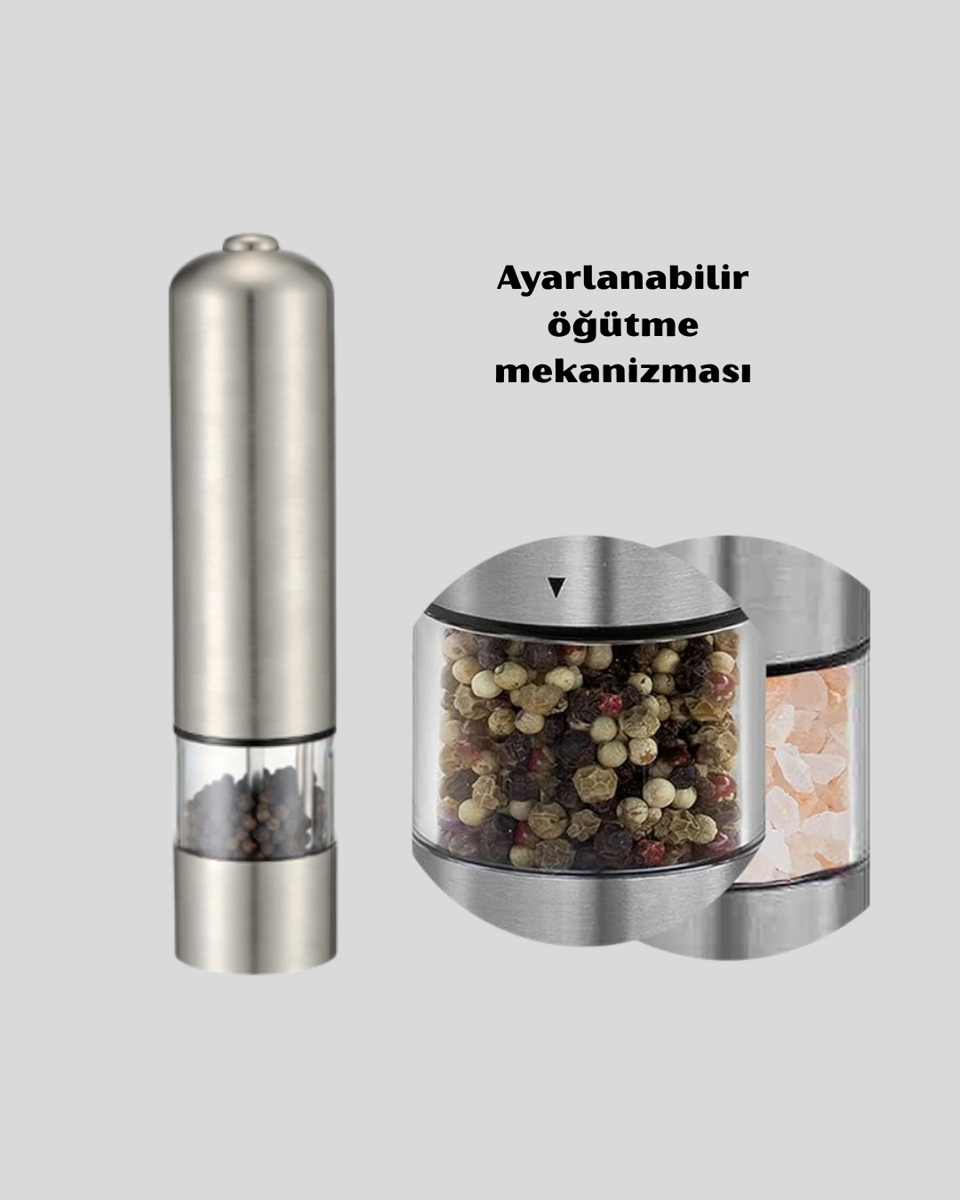 Modern Otomatik Baharat Ogutucu Seti Pilli Paslanmaz Celik Led Aydinlatmali 447089212 Sw1080sh1350 700x875 Modern Otomatik Baharat Öğütücü Seti – Pilli, Paslanmaz Çelik, LED Aydınlatmalı najmaddin.com Geleneksel baharat değirmenlerine modern bir dokunuş katan bu otomatik pilli öğütücü set