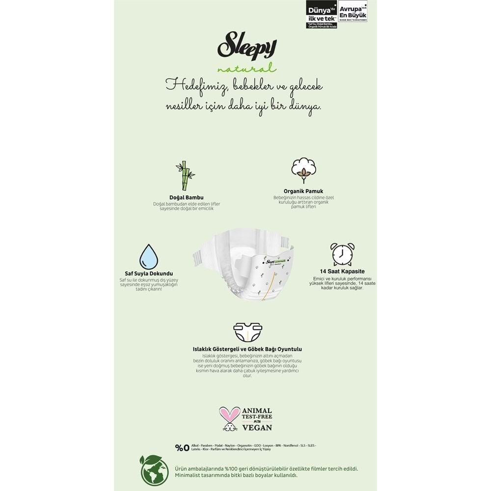 Sleepy Natural Bebek Bezi Gross Paket 1 Beden 2-5 Kg 100 Adet - Görsel 4
