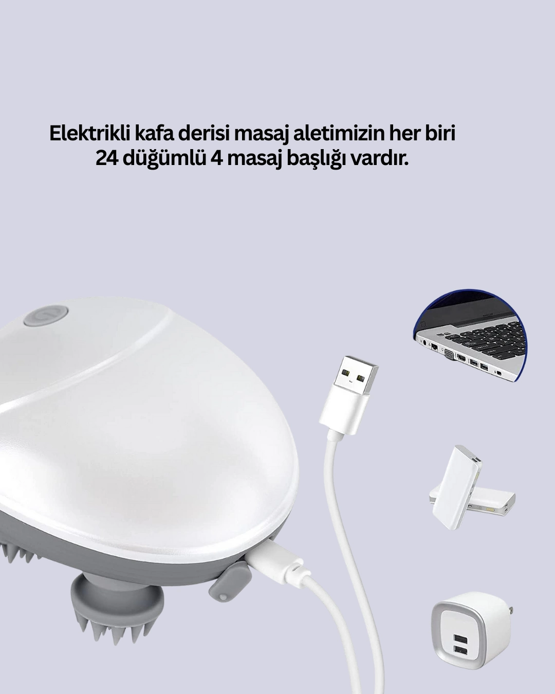 Su Gecirmez Elektrikli Kafa Masaj Cihazi Ipx7 3 19316097 Sw1080sh1350 700x875 Su Geçirmez Elektrikli Kafa Masaj Cihazı IPX7 najmaddin.com çok başlıklı tasarımı ile etkili bir kullanım sağlar. Dört adet masaj başlığı ve toplam 96 masaj düğümü sayesinde kafa derisinde güçlü ama konforlu bir masaj hissi oluşturur.Su geçirmez IPX7 tasarımı sayesinde duşta güvenle kullanılabilir. Islak ve kuru kullanım imkânı sunması