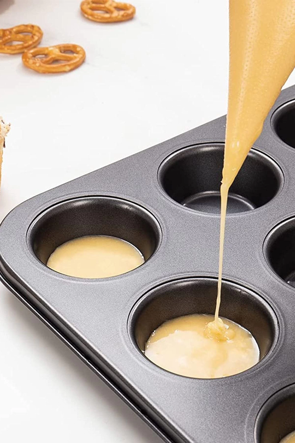 2'Lİ SET Muffin Kalıbı 12li Fırın Mini Kek Browni Kekstra Kalıbı Cupcake ülü - Görsel 4