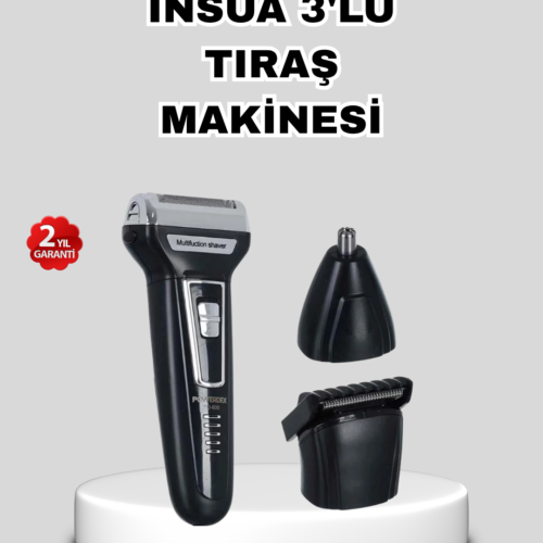 İnsua 3’lü Tıraş Makinesi – 3 Farklı Kesim Başlığı