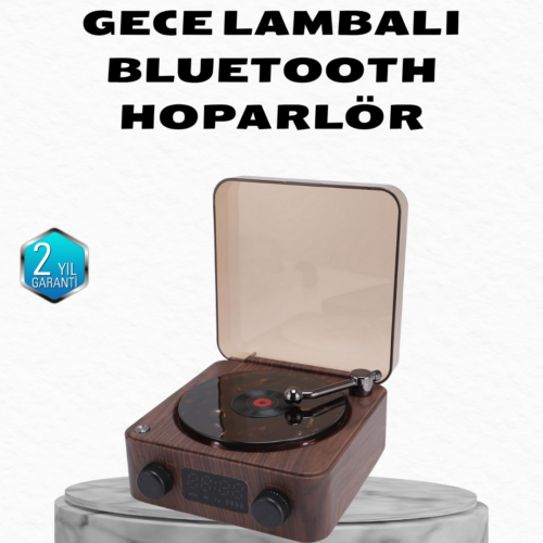 Gece Lambası Bluetooth Hoparlör Dijital Saat Çok Fonksiyonlu Su Dalgası Işıklı