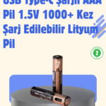 USB Type-C Şarjlı AAA Lityum Pil | 1.5V Sabit Voltaj