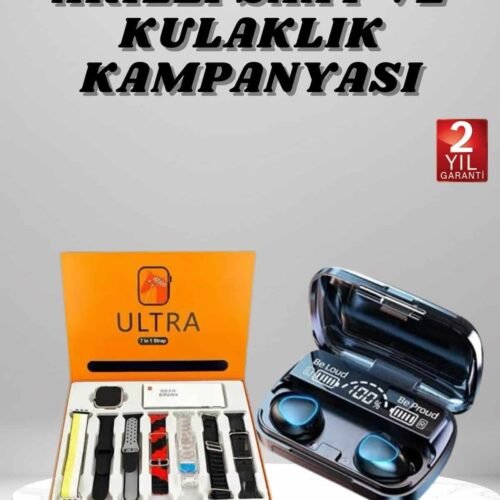 Yeni Model Akıllı Saat ve Kulaklık Kampanyası Nabızz Ölçer Bluetooth Bağlantılı Uzun Pil Ömrü