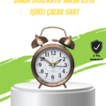 Nostaljik Bronz Metal Alarmlı Masa Saati Büyük Boy Dekoratif ve Şık Tasarım
