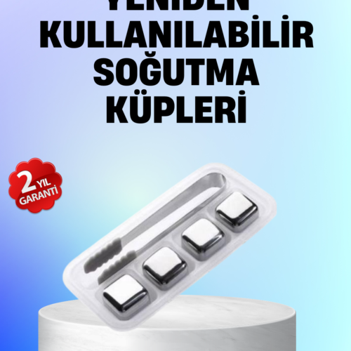 Yeniden Kullanılabilir 304 Çelik Metal Buz Küpleri 4'lü Set