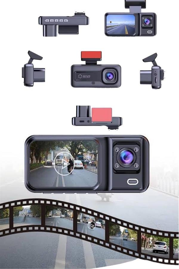 1080p 3 Lensli Wifi Arac Ici Kamerali A4 016 1080P 3 Lensli WİFİ Araç İçi Kameralı Ekran DVR Kaydedici Gece Görüşlü najmaddin.com böylece her yönden tam kapsamlı görüntü almanızı sağlar.2 inç IPS ekranı
