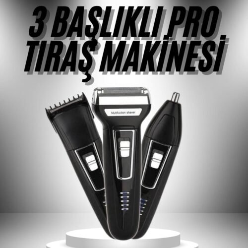 3'lü Set Saç Sakal Kesme Traş Makinesi Burun Kılı Alma Tıraş Makinesi