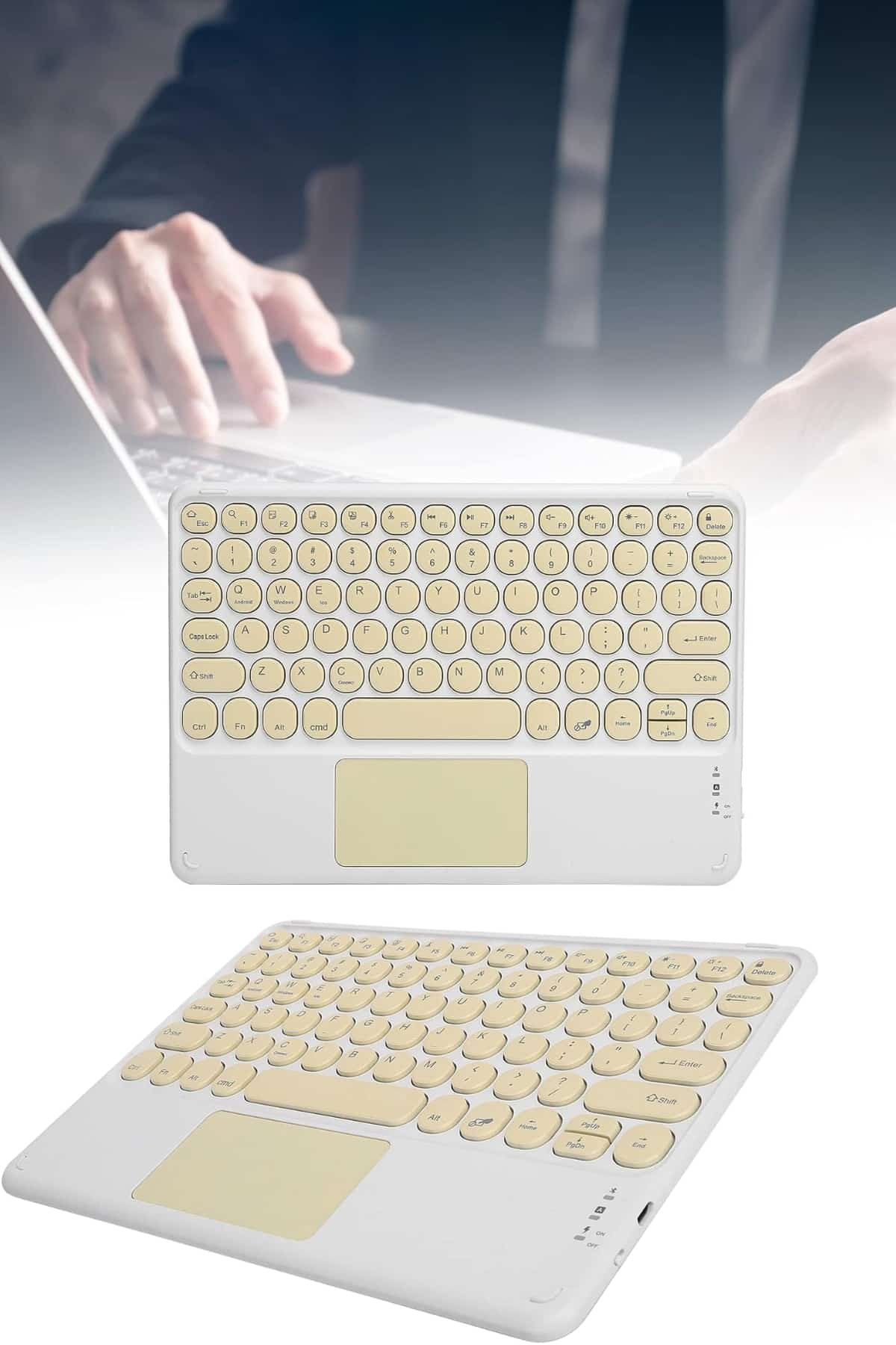 12 68 1 700x1050 Android ve İOS Uyumlu Bluetooth Klavye Touchpad Slim Kablosuz Wifi Q Klavye najmaddin.com 1️⃣ Cihazınızın Bluetooth özelliğini açın.2️⃣ Bluetooth klavyeyi ON konumuna getirin.3️⃣ Fn tuşuna basılı tutun ve C harfine (Connect) basın.4️⃣ Tablet veya telefonunuz "Bluetooth Keyboard" ismini görecektir